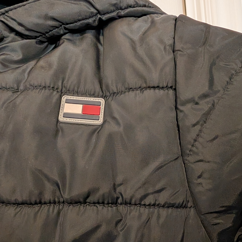 Tommy Hilfiger Black Puffer Jacket with Blue Accents